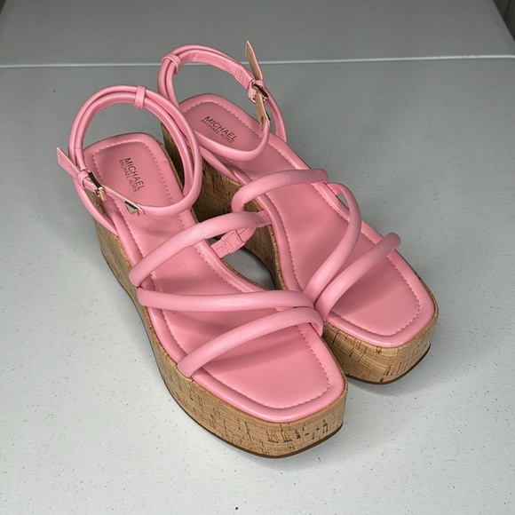 MICHAEL Michael Kors Hazel Ankle-Strap Wedge Sandals, Shell Pink size 11 strappy - Picture 2 of 7